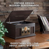 Victrola The Quincy 6-in-1 Bluetooth Record Player & Multimedia Center with Built-in Speakers ?C 3-Speed Turntable, CD & Cassette Player, AM/FM Radio, Wireless Music Streaming (Natural)