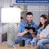 Brightever Table Lamp for Living Room – Touch Lamps Set of 2 with Dual USB Charging Ports, 3-Way Dimmable Farmhouse Lamps for Nightstands, Rustic Bedside Lamp for End Tables, 2 A19 LED Bulbs Included