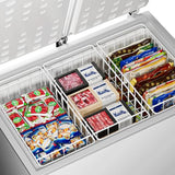 Freezer Wire Baskets, Kitchen Storage Organizer Bins for Chest and Upright Freezer, Refrigerator Dividers Containers with Handles – Pearl White (3)