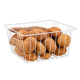 Freezer Wire Baskets, Kitchen Storage Organizer Bins for Chest and Upright Freezer, Refrigerator Dividers Containers with Handles – Pearl White (3)