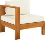 fashionable Furniture Sets 6 Piece Patio Lounge Set with Cream White Cushions Acacia Wood Outdoor Tables for Conversation Dining Outdoor Side Table White